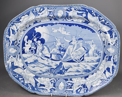 Lot 79 - A 19th century blue and white meat platter in...