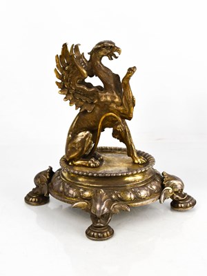 Lot 216 - A silver plated griffin centrepiece, the...