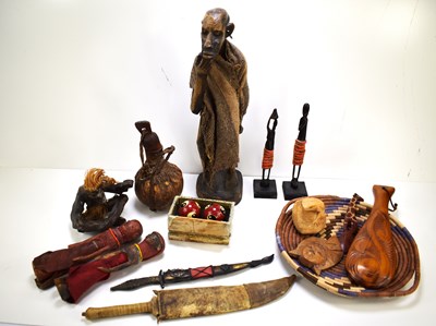 Lot 331 - A collection of wooden and tribal items, to...