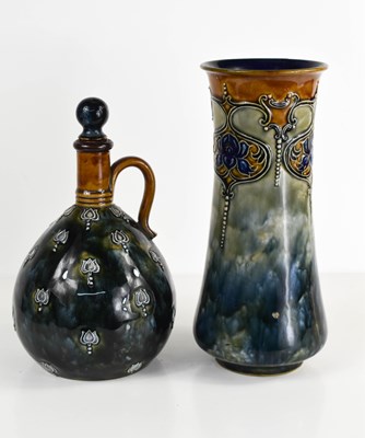 Lot 25 - A Royal Doulton antique stoneware vase (A/F),...