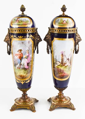Lot 147 - A pair of 19th century Vienna vases and covers,...