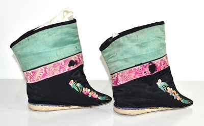 Lot 267 - A pair of Chinese lotus shoes with ankle...