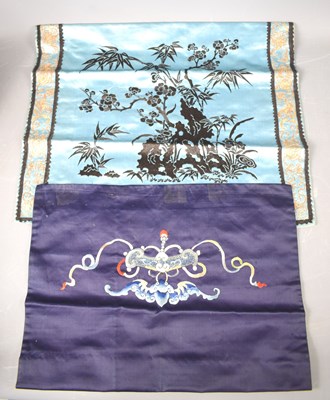 Lot 259 - Two 19th century Chinese hand embroidered silk...