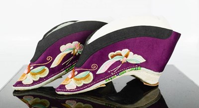 Lot 278 - A pair of Chinese silk lotus shoes, circa 1920,...