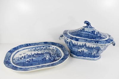 Lot 76 - A large 19th century blue and white lidded...