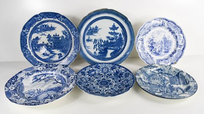 Lot 64 - A group of six 19th century blue and white...