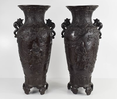 Lot 294 - A pair of 19th century Japanese bronze vases,...