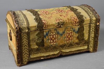 Lot 368 - A 19th century dome top casket, clad in 18th...