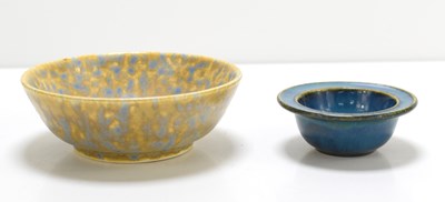 Lot 34a - A small Ruskin bowl with yellow underglaze and...