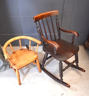 Lot 492 - A Victorian mahogany children's rocking chair...