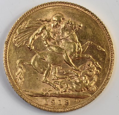 Lot 344 - A George V gold sovereign, dated 1913.