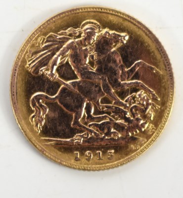 Lot 337 - A George V, gold half sovereign, dated 1915.