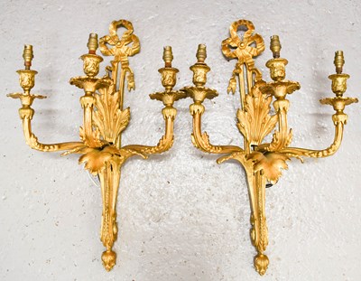 Lot 395 - A pair of 19th century French gilt bronze wall...