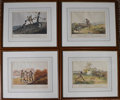Lot 123 - A set of four 19th century hand tinted prints...