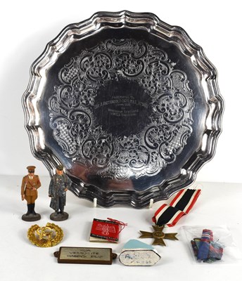 Lot 153 - A silver plated tray, presented to Commander A...