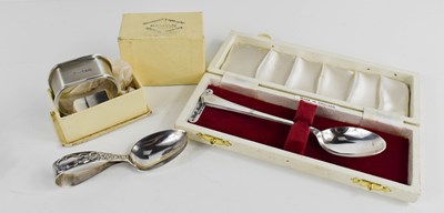 Lot 425 - A silver loop spoon together with a silver...