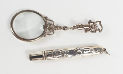 Lot 135 - A sterling silver eye glass, the handle in the...