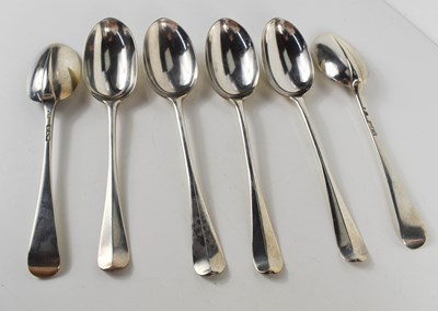 Lot 155 - A set of six silver dessert spoons, London...