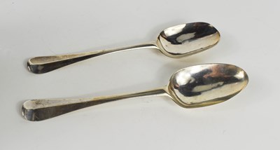 Lot 139 - Two Georgian silver 'rats tail' spoons,...