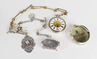 Lot 157 - A silver pocket watch with silver case bearing...