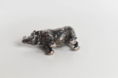 Lot 442 - A silver model rhinoceros, marked 925, 5½cm...