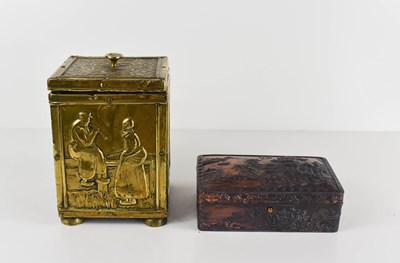 Lot 240 - A 19th century brass clad tea canister, likely...