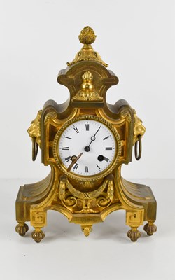 Lot 249 - A French 19th century gilt metal mantle clock,...