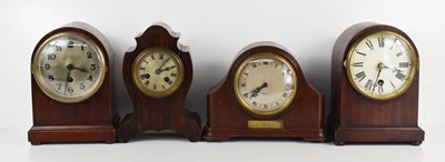 Lot 246 - A Rotherham mahgoany mantle clock bearing...