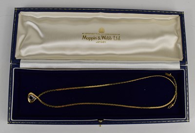 Lot 96 - A 9ct gold necklace, the Greek key chain, with...