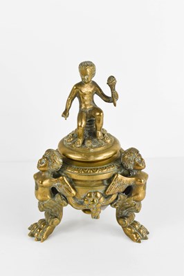 Lot 265 - A French bronze vase and cover modelled with a...