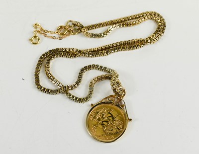 Lot 118 - A 1910 half sovereign in 9ct gold pendant...