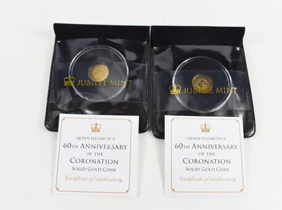 Lot 318 - Two 9ct gold coins commemorating the 60th...