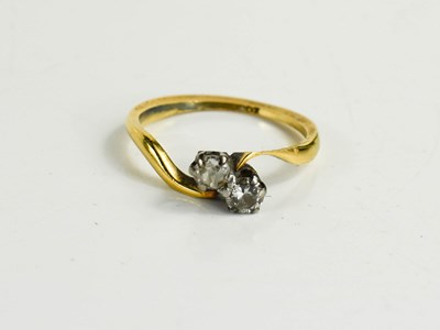 Lot 230 - An 18ct gold toi et moi diamond ring, size J,...