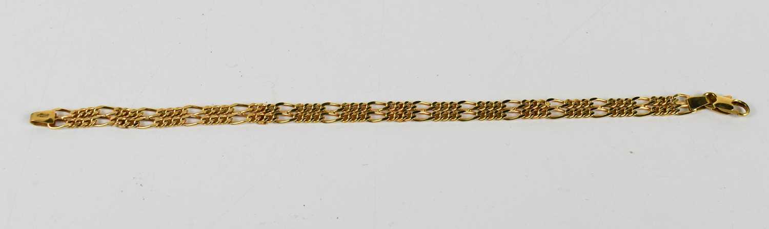 Lot 60 - A 9ct gold flat chain link bracelet,...