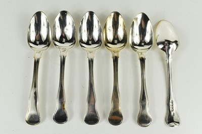 Lot 466 - A set of six silver spoons, hallmarked for...