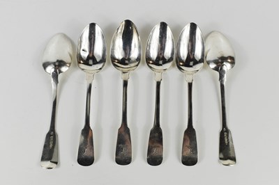 Lot 463 - A set of six Irish silver dessert spoons, by...