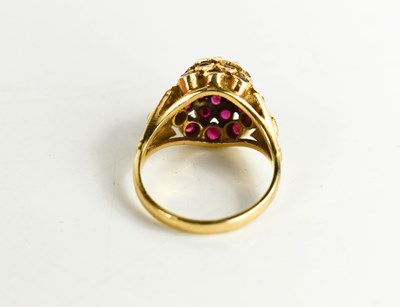 Lot 85 - A 14ct gold and pink sapphire cluster / flower...