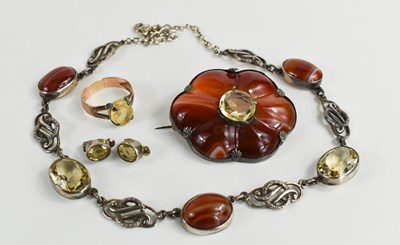 Lot 27 - A suite of Scottish agate and cairngorm set...