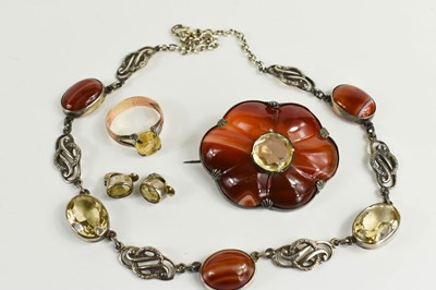Lot 27 - A suite of Scottish agate and cairngorm set...