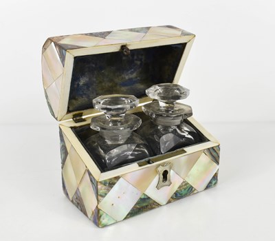 Lot 32 - A mother-of-pearl inkwell holder, of domed...