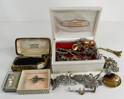 Lot 241 - A group of vintage silver and costume...