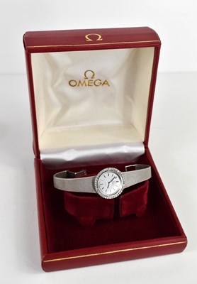 Lot 388 - A lady's 18ct white gold Omega wristwatch, the...