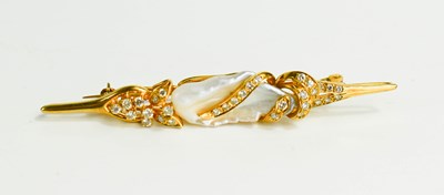 Lot 5 - An 18ct gold, pearl and diamond set brooch,...