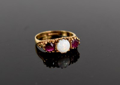 Lot 90 - A Victorian 9ct gold, pink sapphire and opal...