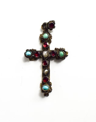 Lot 176 - A 19th century pendant cross, metal set with...