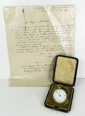 Lot 385 - A 19th century pocket watch, the white enamel...