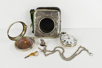 Lot 372 - A Victorian pair cased pocket watch, the white...