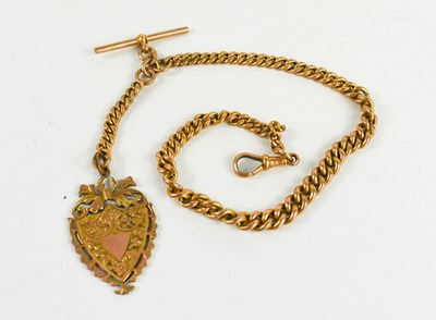 Lot 144 - A 9ct rose gold Albert chain with fob, bar and...
