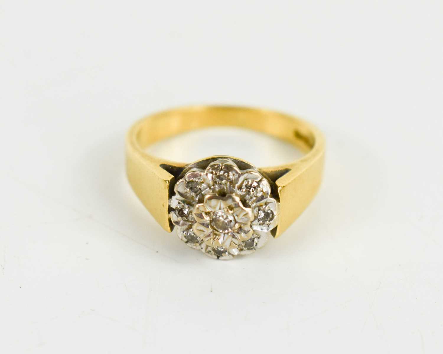 Lot 71 - An 18ct gold and diamond 1970s flower head...