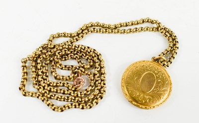 Lot 111 - A 9ct gold chain link necklace with circular...